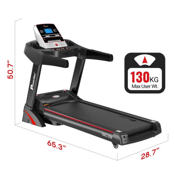 Powermax TAC-330® Semi-Commercial AC Motorized Treadmill with Semi-Auto Lubricating, 3.0HP AC Motor ,Running Surface  1300X450mm / 51.1X17.7inches