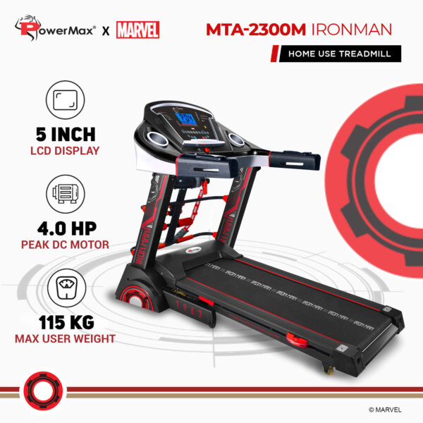 Powermax MTA-2300M Multifunction Treadmill ,2.0HP DC Motor,1200X460mm / 47.2X18.1inches Running Surface