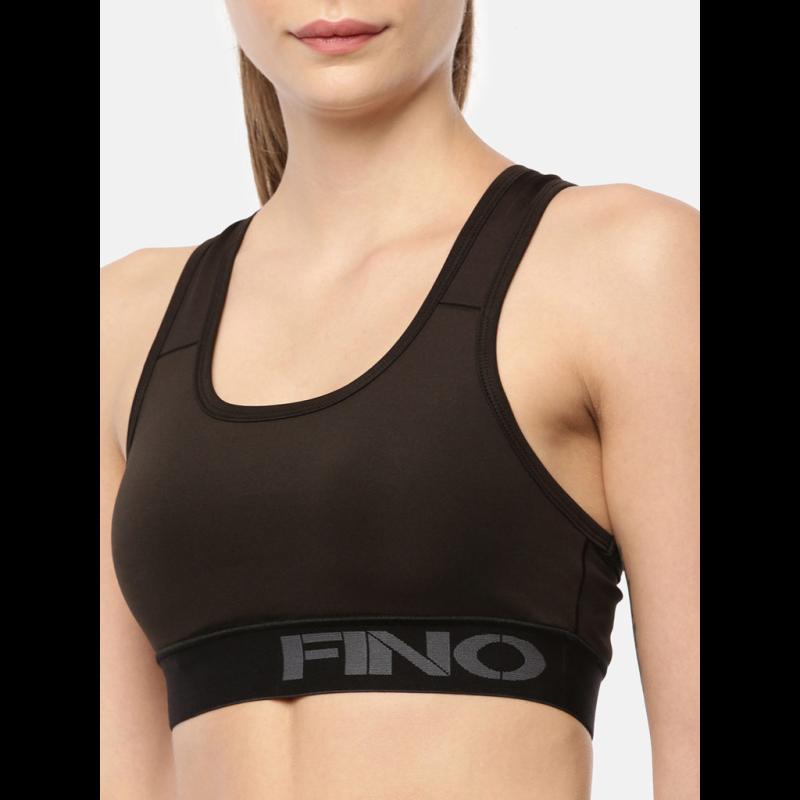 FINO SPORTS BRA RACER BACK 401 Elastane provides necessary stretch while exercising Racerback for medium to high impact fit