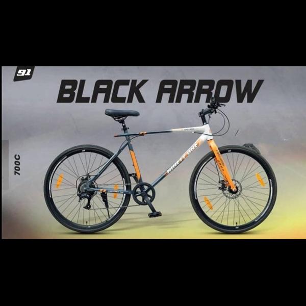 NINETYONE 700C BLACK ARROW 7 SPD DISC BICYCLE High Tensile Steel Fast & Dynamic Disk Brakes
