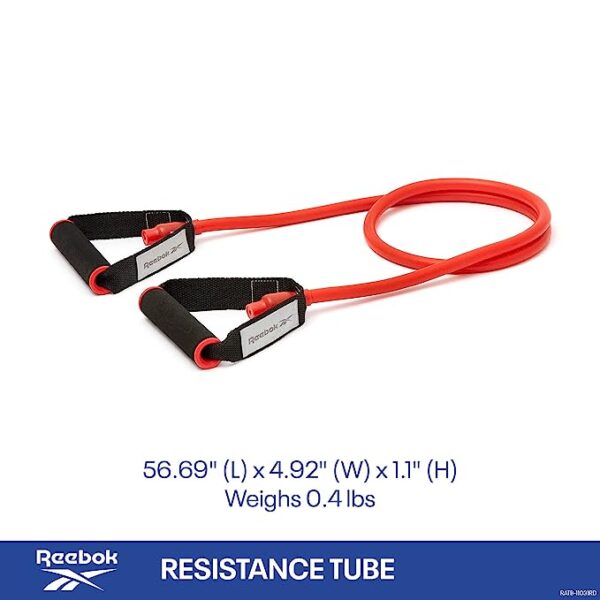 REEBOK Resistance Tube – MEDIUM (RED) Available in three resistance levels Comfort grip handles