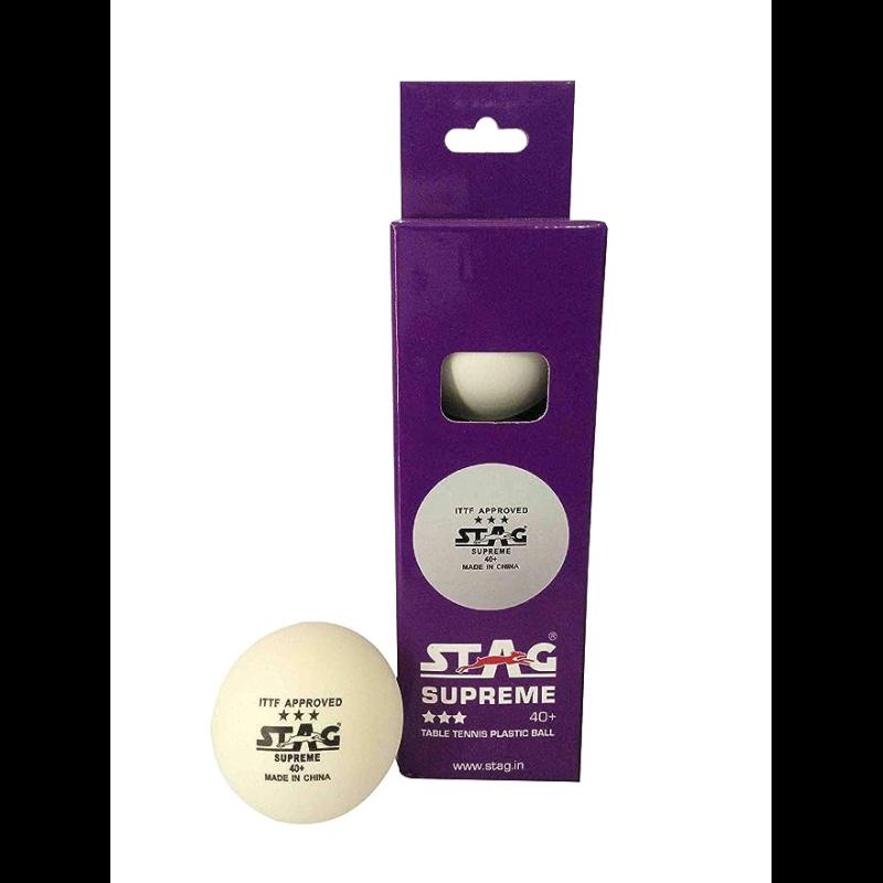 STAG 3 Star Supreme Table Tennis Plastic Ball Pack of 3 (White)