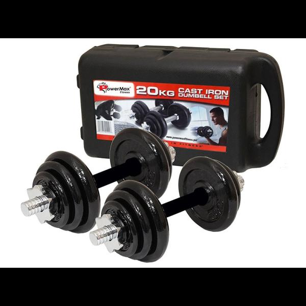 Powermax PDS-20 Dumbbells Set Metal Plates + Dumbbell Rods Home Gym