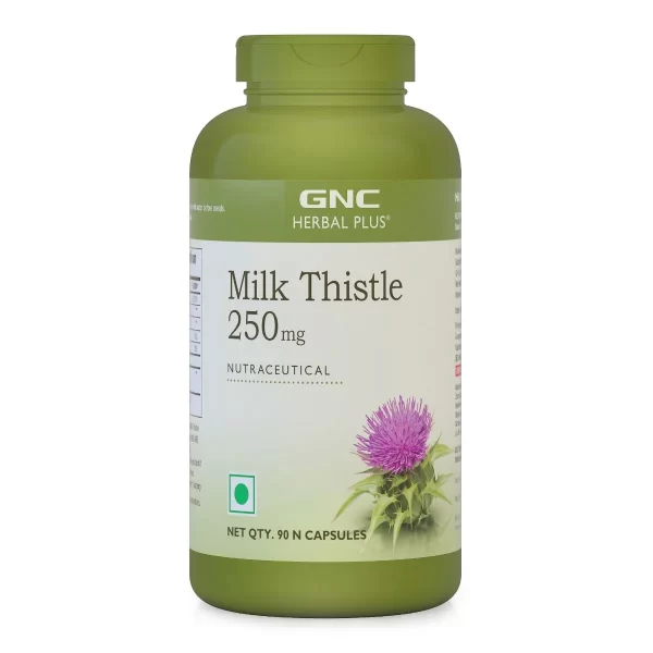 GNC Herbal Plus Milk Thistle Supports liver health and helps remove toxins from the body  90tabs