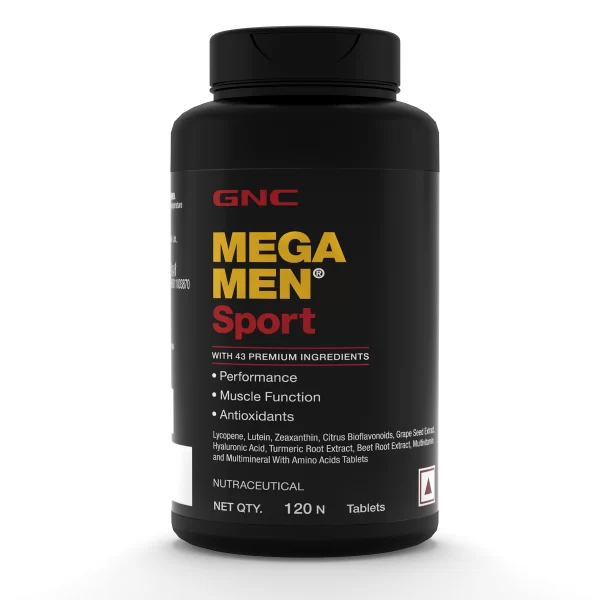 GNC Mega Men Sport Multivitamin Features beta-alanine, a high-efficiency muscle pH buffer, and carnitine, which helps use fatty acids as energy. 120 caps