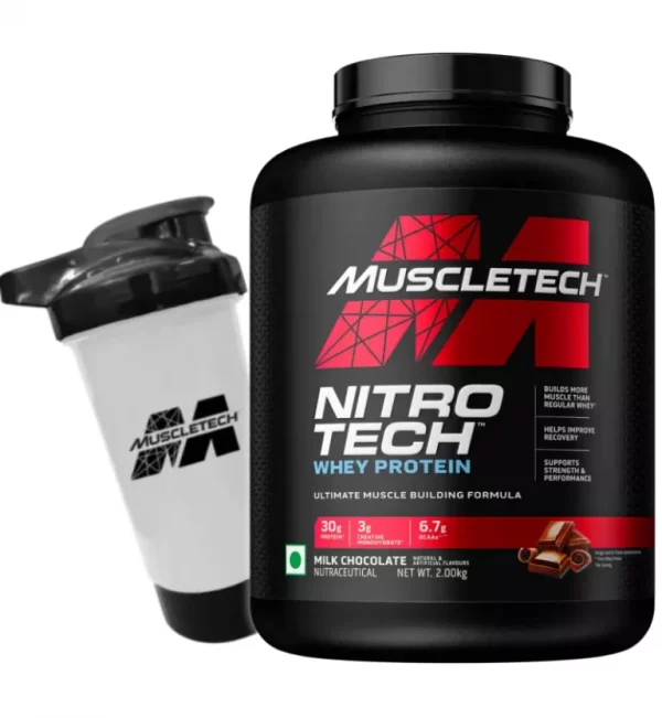 Muscletech Nitro-Tech Whey Protein + Creatine for Muscle Gain Milk Chocolate Flavour 2 kg