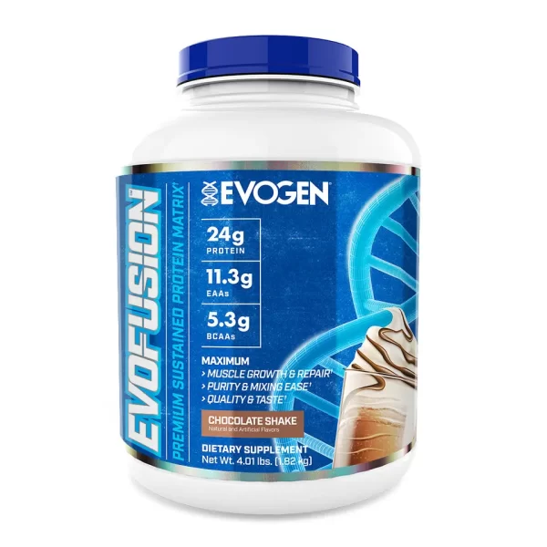 Evogen Evofusion Whey Protein Chocolate Shake 4.36 lbs To make sure that our protein powder is not only efficient but also delicious, we only use the greatest ingredients