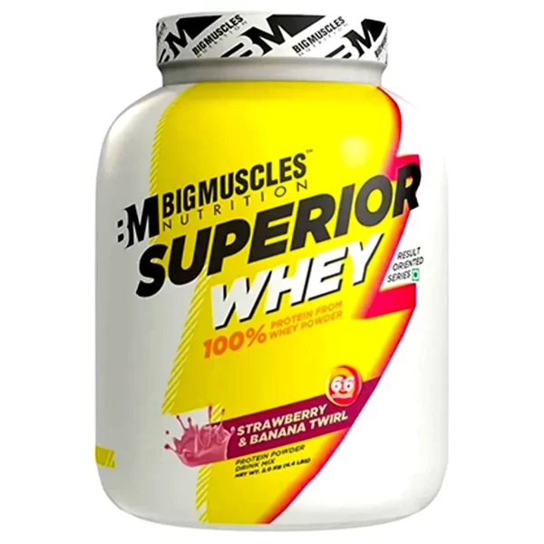 BIG MUSCLES Superior Whey 4.4 Lbs Rich Chocolate + Real BM Vitamin ( free ) high-quality protein, including crucial amino acids required for muscle building and repair, in every serving of BIG MUSCLES Superior Whey.