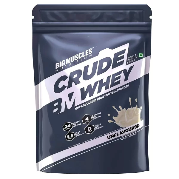 BIG MUSCLES Crude Isolate 1Kg Unflavoured + Real BM Vitamin ( free ) It is a pure and potent form of protein that can assist you in achieving your fitness objectives because it doesn’t have any added sugar, fat, or fillers. health and wellbeing, is included with each BIG MUSCLES Crude Isolate 1Kg Unflavoured + purchase.