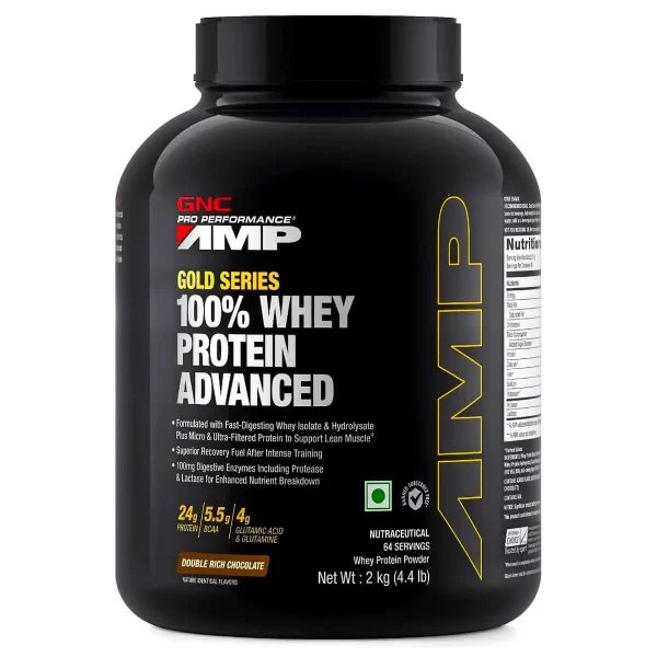 GNC AMP Gold Series 100% Advanced Whey Protein Powder Chocolate Flavour 4 lb