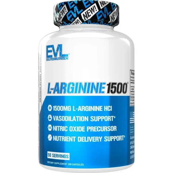 EVL L-ARGININE 1500mg 1500MG ULTRA PURE L-ARGININE HCL , MUSCLE GROWTH SUPPORT ,  NITRIC OXIDE BOOSTER FAST ABSORBING