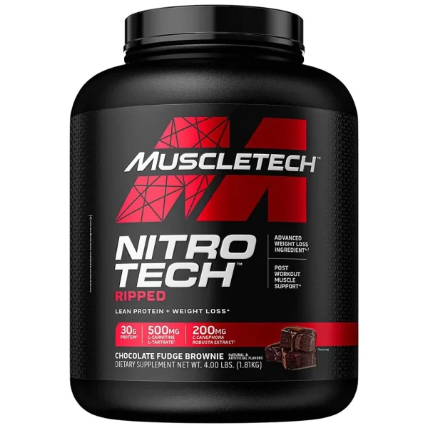 Muscletech Nitro Tech Ripped Protein + Weight loss Chocolate Fudge Brownie Flavour 4 lb