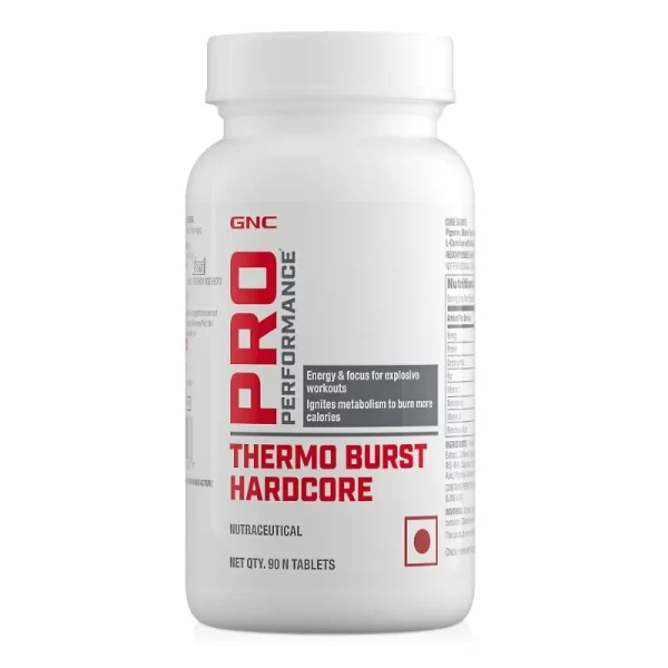 GNC Pro Performance Thermoburst Hardcore – 90 Tablets Is powered with 400 mg of caffeine and micronized L-carnitine with vitamins Ideal for athletes, fitness freaks, gym enthusiasts, and sportsmen