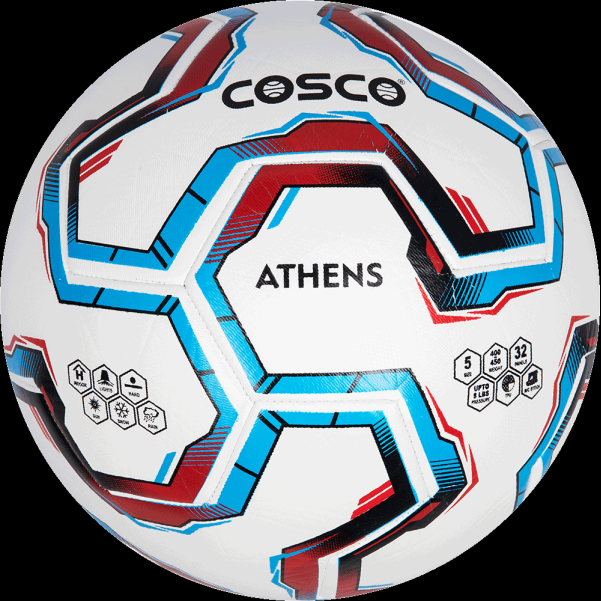 COSCO Athens S-5 Made with Imported PU which is  Durable and Long Lasting. Strong Backing Materials is used for Shape Retention. Machine Stitched Ball.