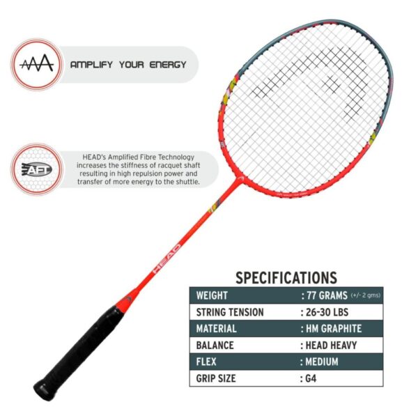 HEAD XENON BLAST BADMINTON RACQUET (STRUNG)