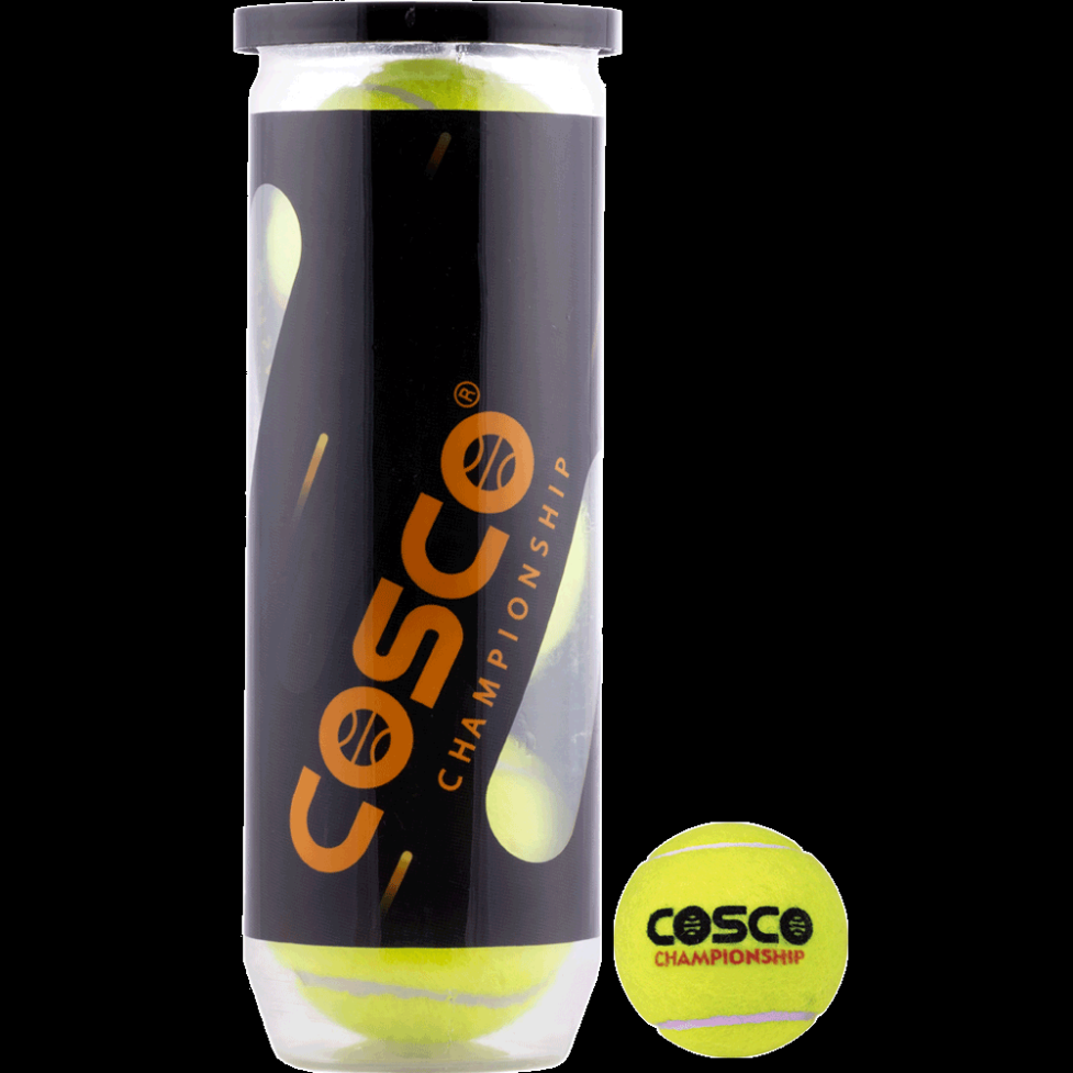 COSCO  Championship  High quality rubber core Good balance and durability Packed in petcan of 3 balls.Tennis