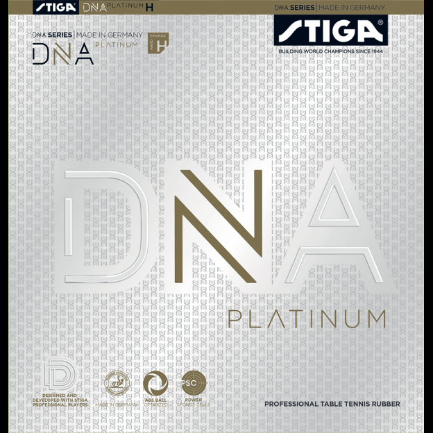 STIGA DNA Platinum H rubber with superior grip and spin that allow for strikes from challenging angles ITTF Approved