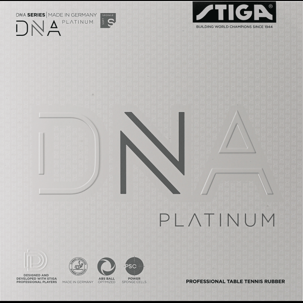 STIGA DNA Platinum S rubber with superior grip and spin that allow for strikes from challenging angles.  with long durability and a clear, crisp sound. ITTF Approved