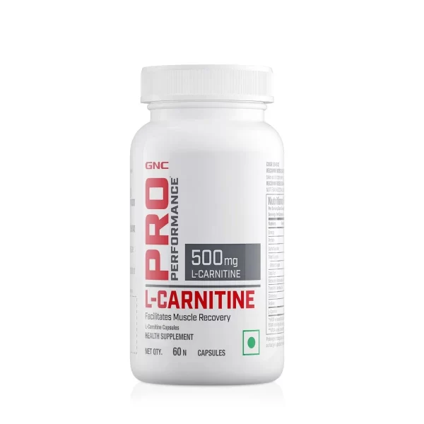 GNC Pro Performance L-Carnitine Each serving of GNC Pro Performance L-Carnitine delivers 500 mg of this essential nutrient It facilitates muscle recovery and muscle growth