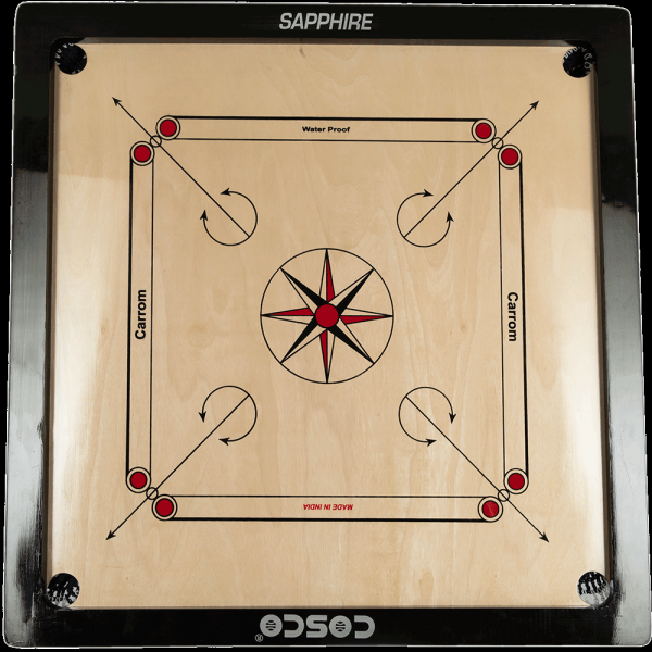 COSCO Sapphire 33 inches Premium quality 6mm plywood frame for a swift rebound Carrom size (29 x 29 inches)