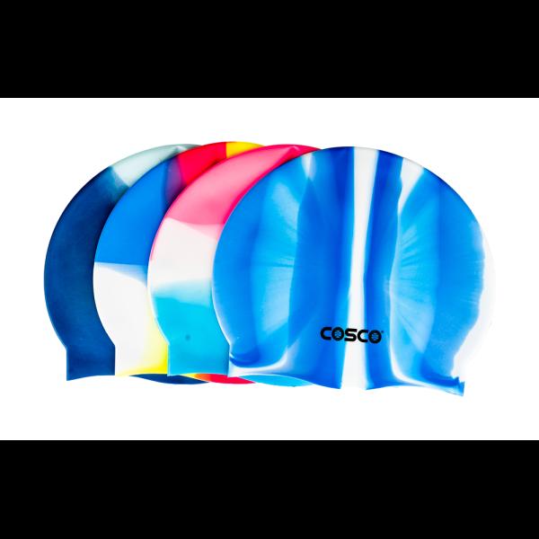 COSCO Swim Cap M/C  Silicone Swimming Cap Multi Colour