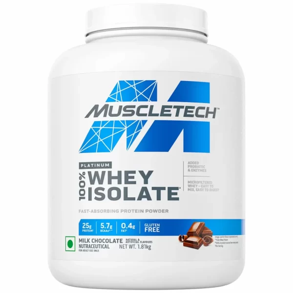 Muscletech Platinum 100% Whey Isolate is one of the most advanced proteins available and engineered with our highest protein percentage per serving Milk Chocolate Flavour